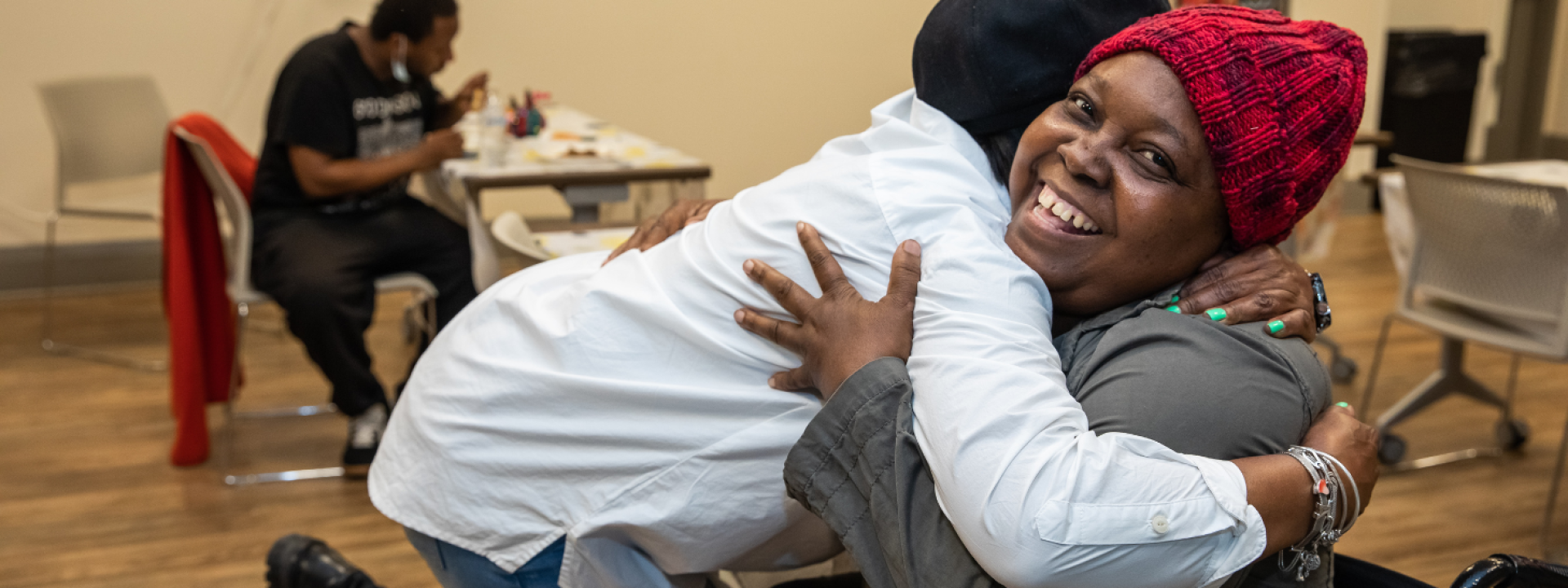 Two people embracing