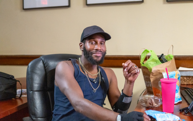 Franklin frequents the food pantry and lends a hand by volunteering his time at HBCC.