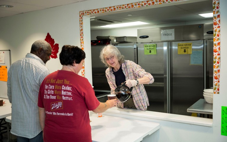 A Project HOME volunteer at the Hub of Hope