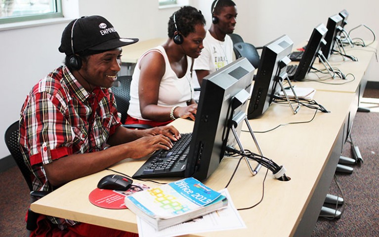 Adult learners taking a class in Project HOME's Adult Education and Employment program
