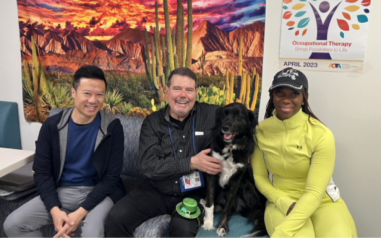 Occupational therapist volunteers Thai Hai (left) and LaVerne Webb (right) sharing smiles at the Hub.