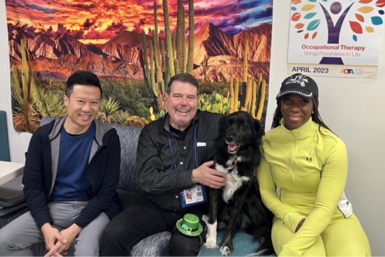 Occupational therapist volunteers Thai Hai (left) and LaVerne Webb (right) sharing smiles at the Hub.